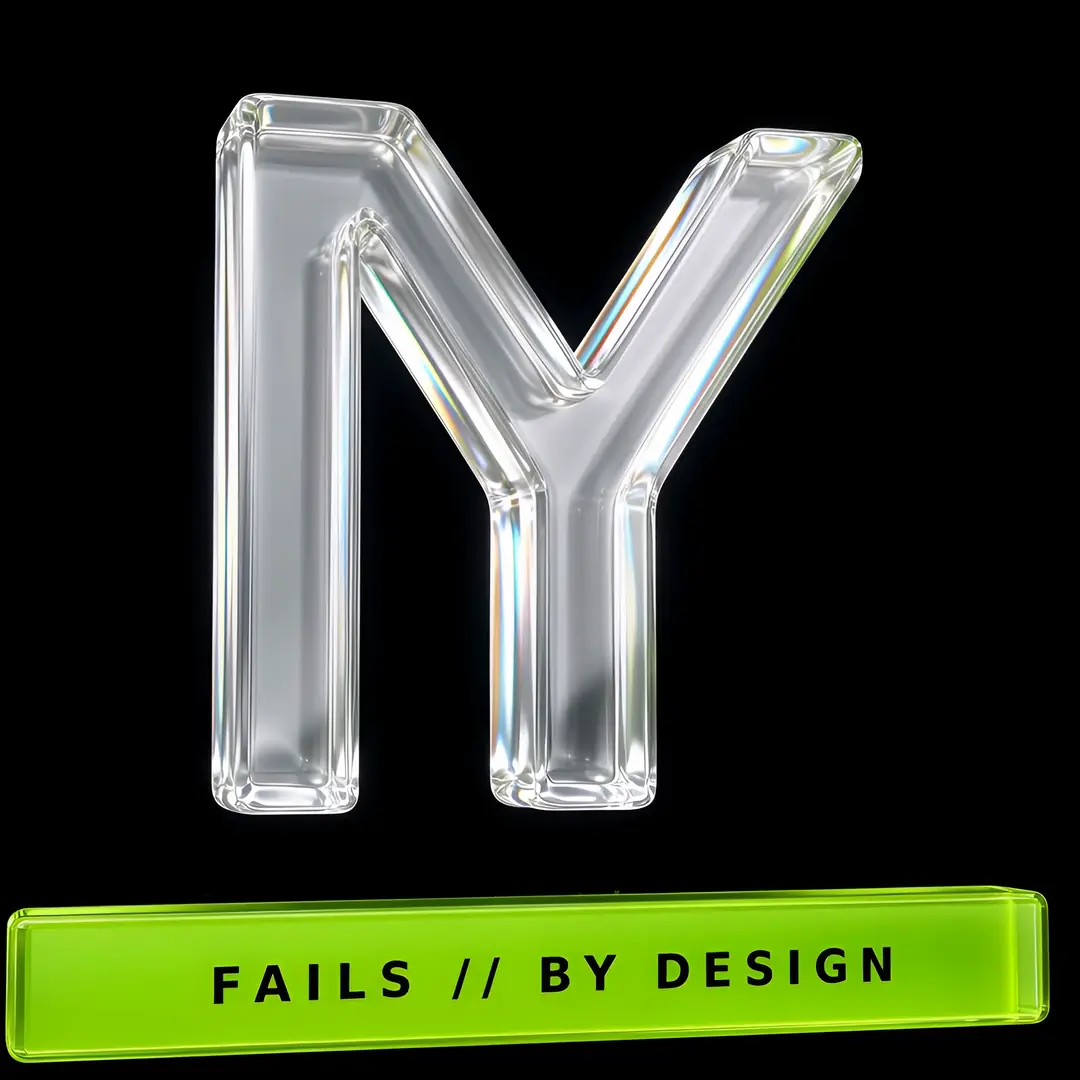 The IY monogram standing after its frame has shattered.